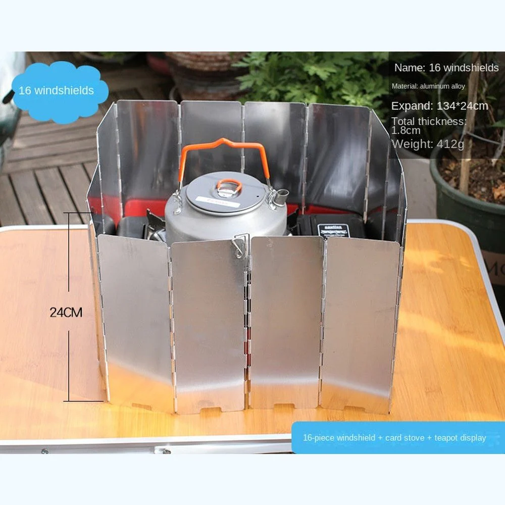 16 plates Foldable Aluminum Camping Cooker BBQ Gas Stove Wind Shield Screen AU - Image 2