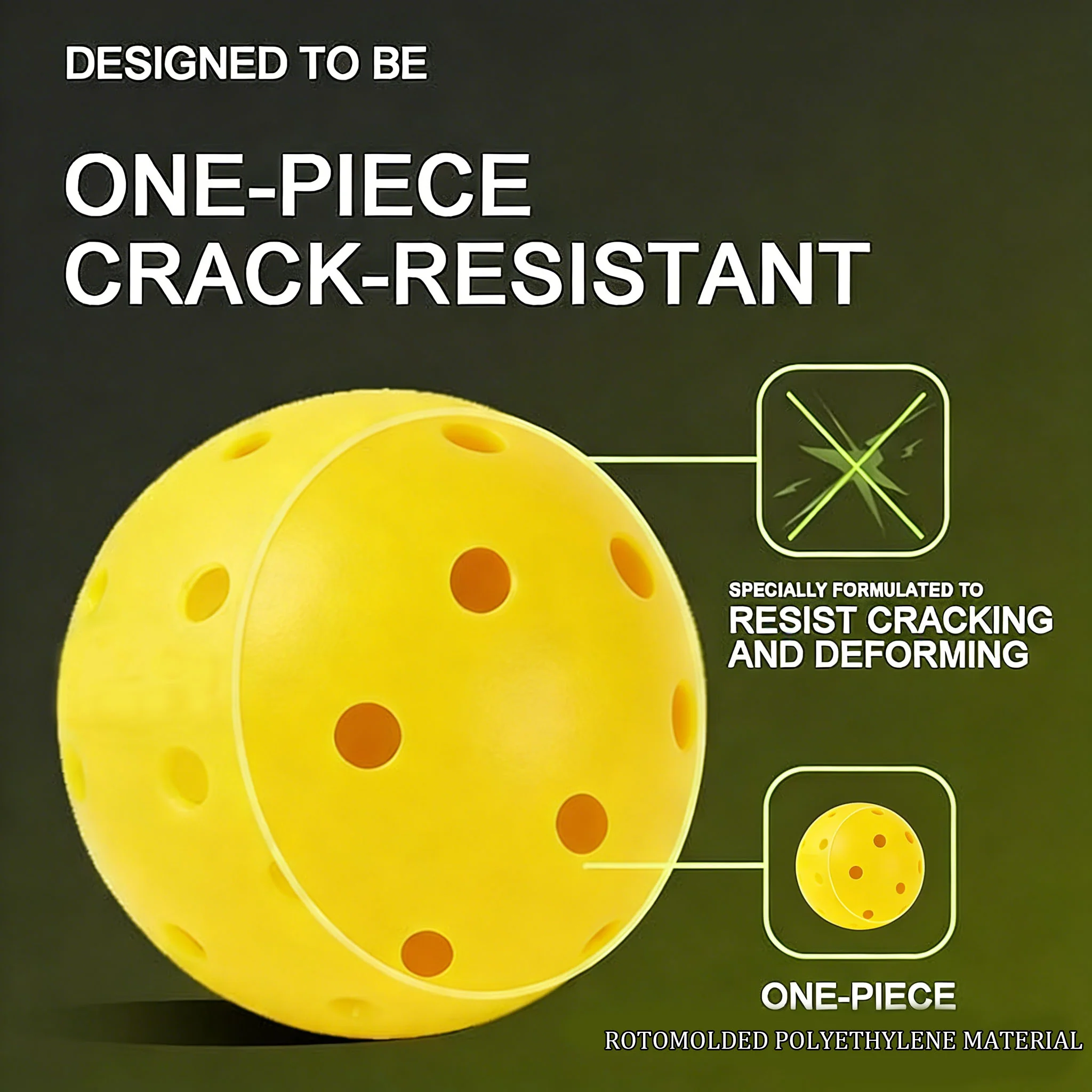 SPP 40-Hole Rotomolded One-Piece Pickleball - Tournament-Grade with Smooth Surface & Uniform Structure - Image 3