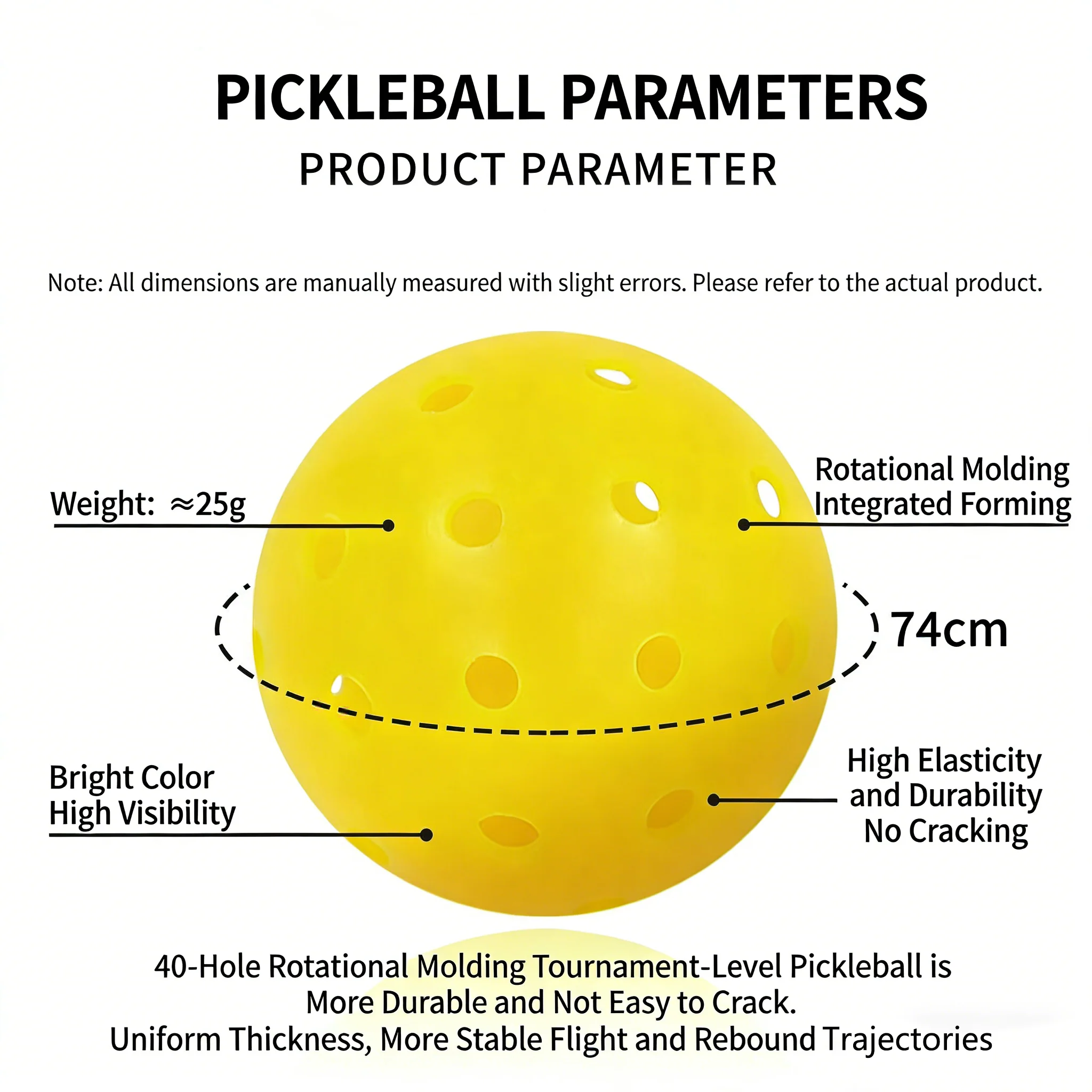 SPP 40-Hole Rotomolded One-Piece Pickleball - Tournament-Grade with Smooth Surface & Uniform Structure - Image 4
