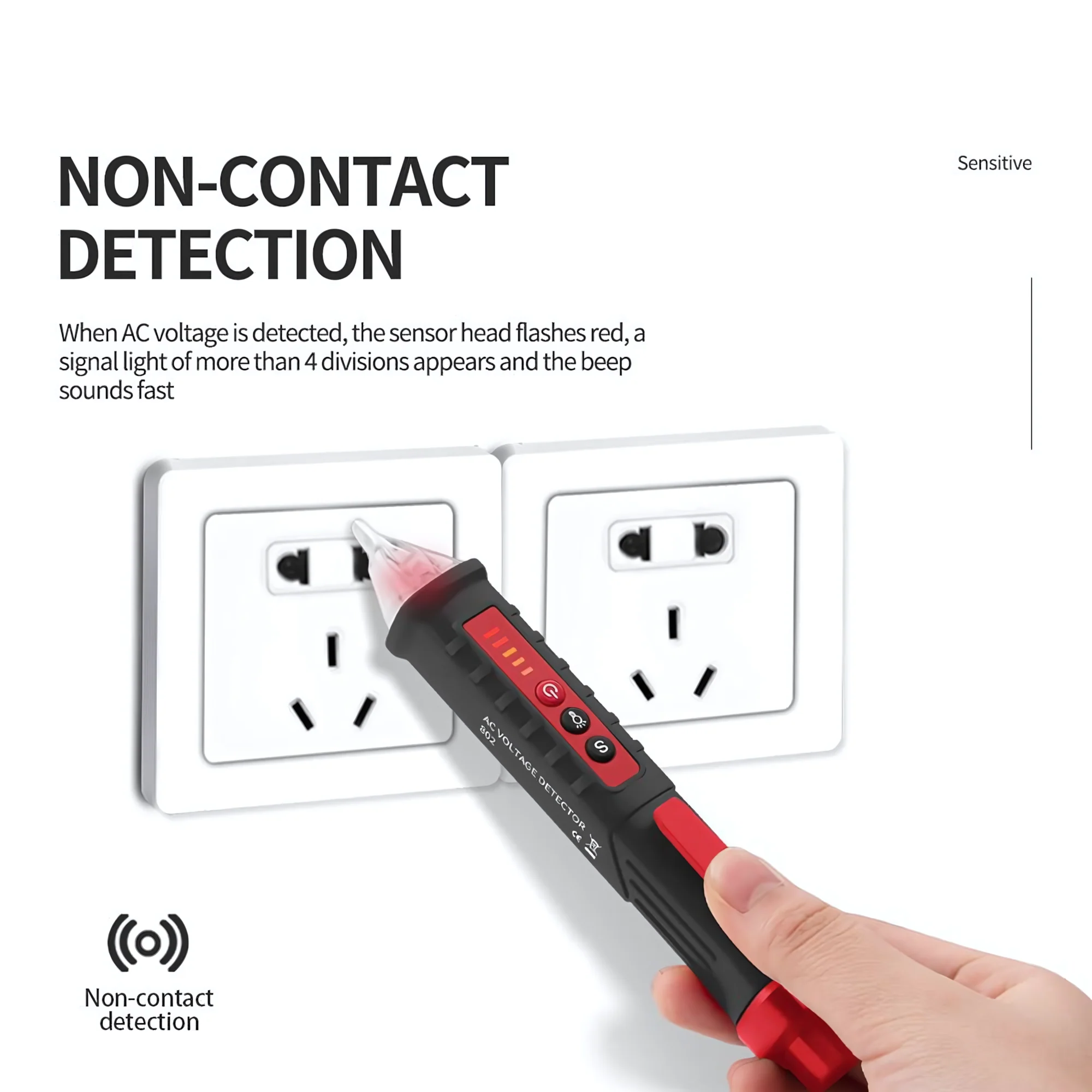 Non-Contact Voltage Detector Digital Electrical Pen Live Wire Tester,VD802 - Image 4