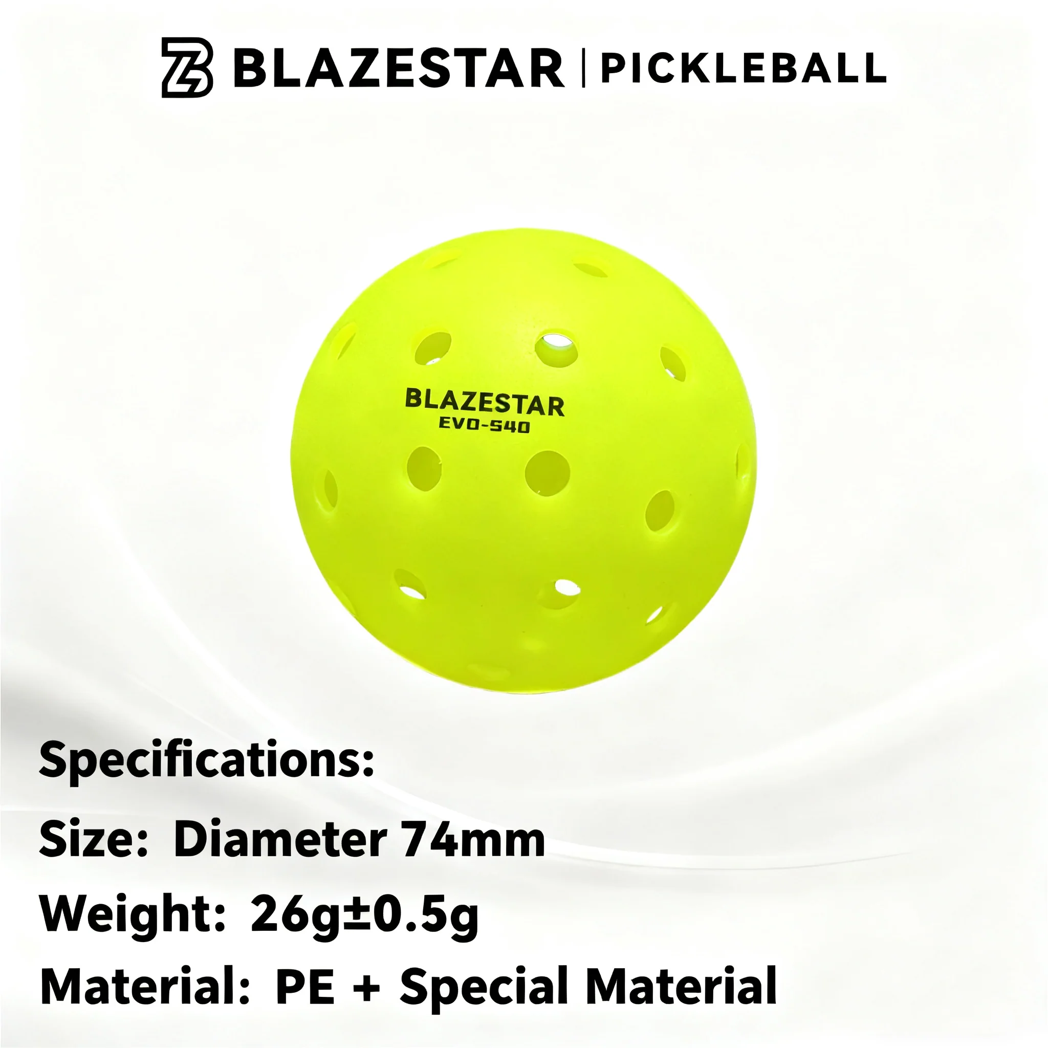 BLAZESTAR 3 Pcs Professiona Pickleball  Rotomolded Matte Yellow ,Tournament Outdoor 40-Hole - Image 3