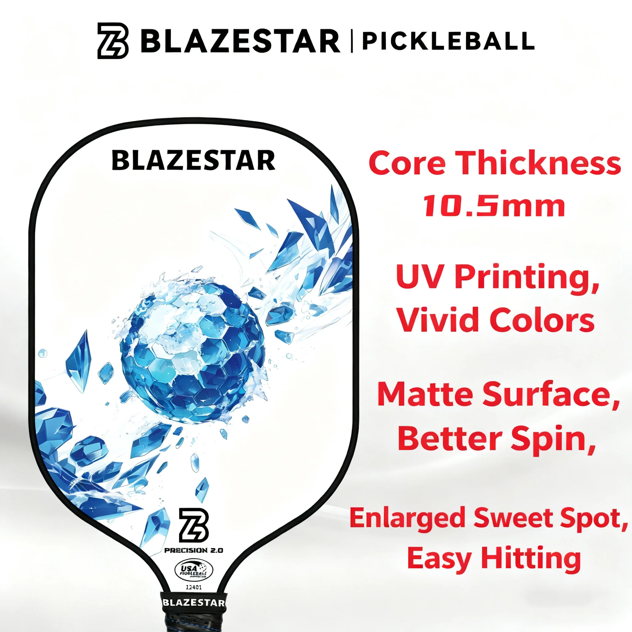 BLAZESTAR Professional Pickleball Paddle - Ice Hockey Series - Fiberglass Paddle - Image 2