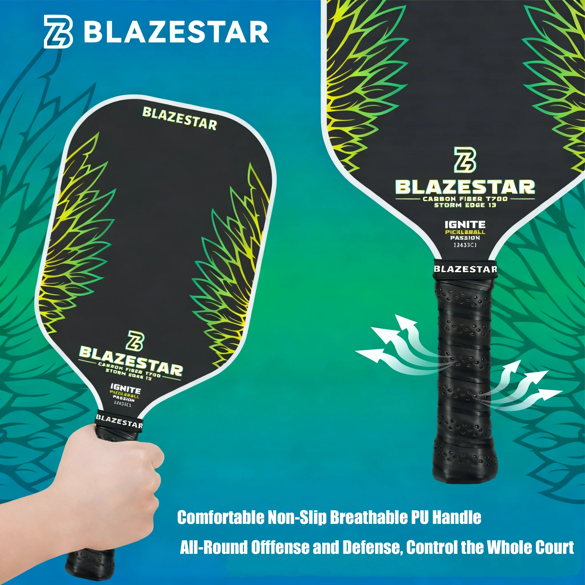 BLAZESTAR STORM EDGE 13 Series T700 Carbon Fiber Professional Pickleball Paddle - Image 5