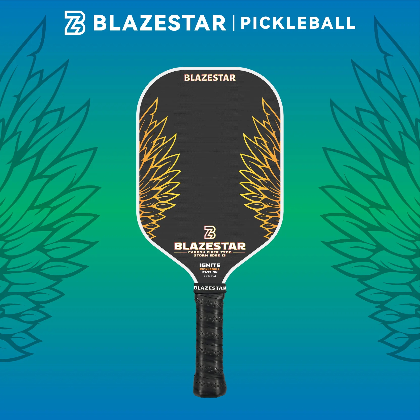 BLAZESTAR STORM EDGE 13 Series T700 Carbon Fiber Professional Pickleball Paddle - Image 9