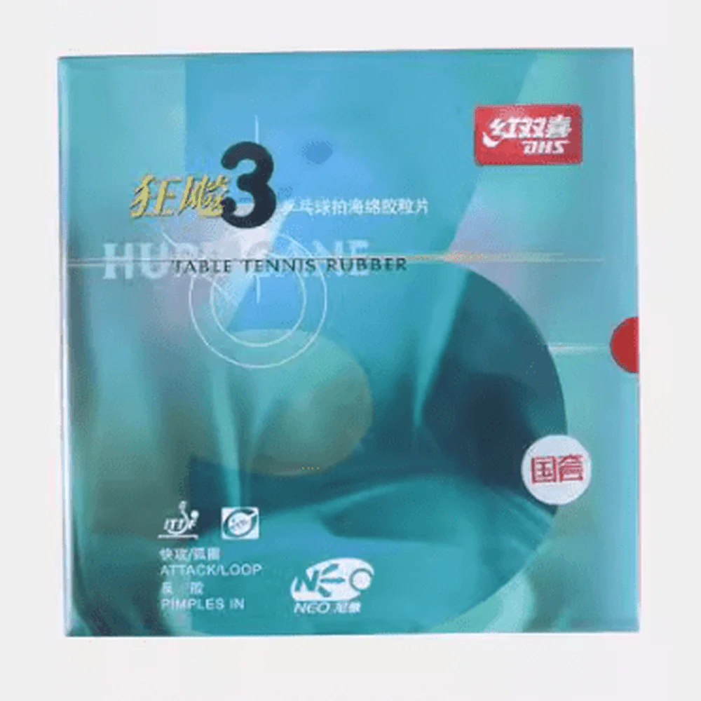 DHS Hurricane 3 Neo National Vision Pips-in Table Tennis Rubber - BLACK - Image 2