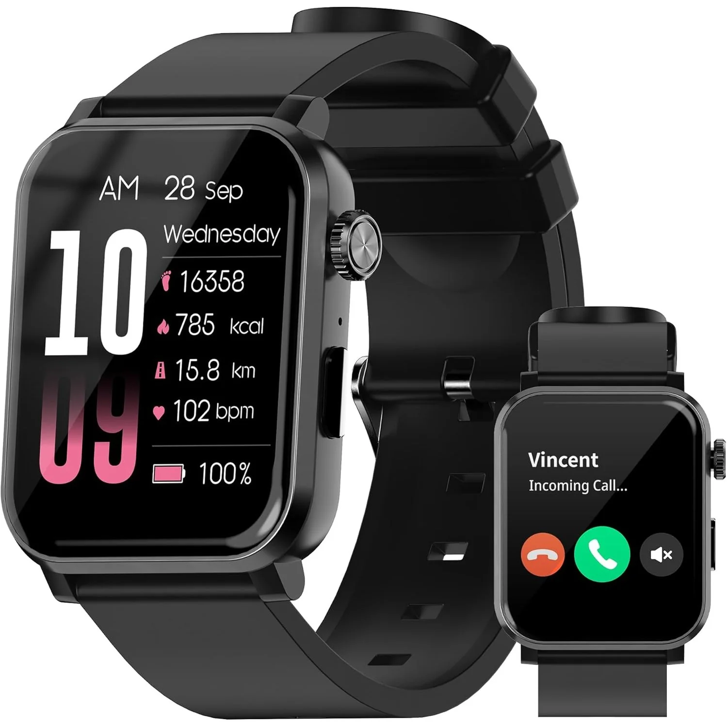 EZON 1.83" Smart Watch | Bluetooth Calling, Heart Rate | 120+ Sports Modes,S7