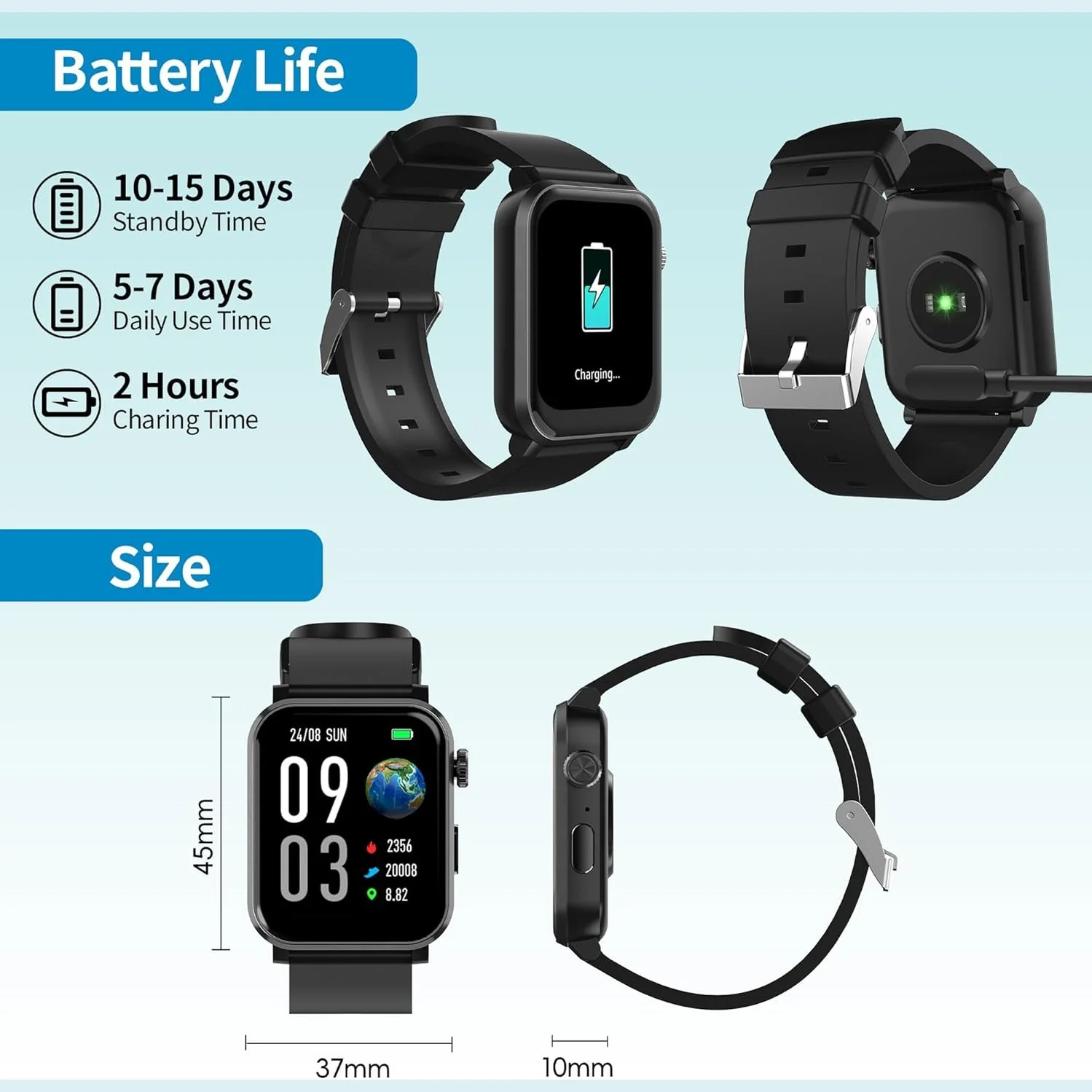 EZON 1.83" Smart Watch | Bluetooth Calling, Heart Rate | 120+ Sports Modes,S7 - Image 2