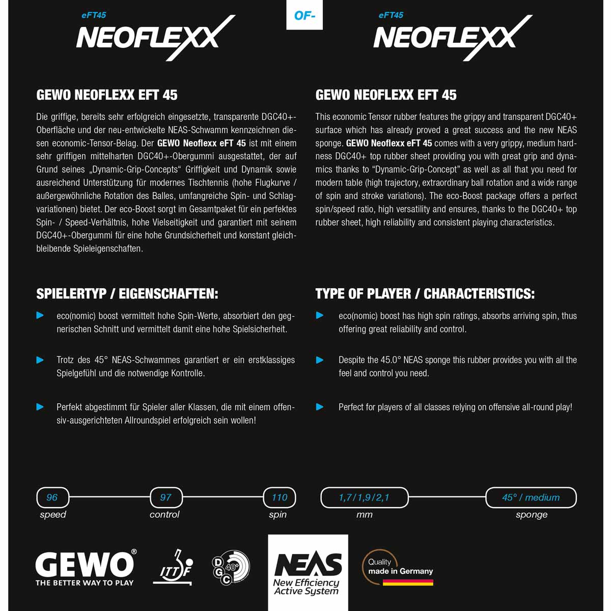 GEWO NEOFLEXX eTF45 48 Table Tennis Rubber - Red - Image 4
