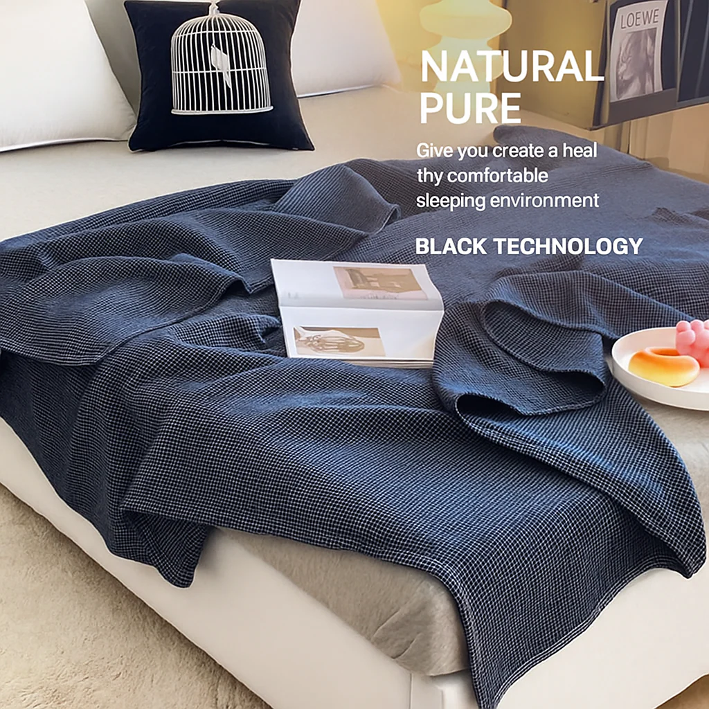 Japanese-Style All-Cotton Towel Blanket - Summer Thin Pure Cotton Double King-Sized Bedding Blanket - Image 3