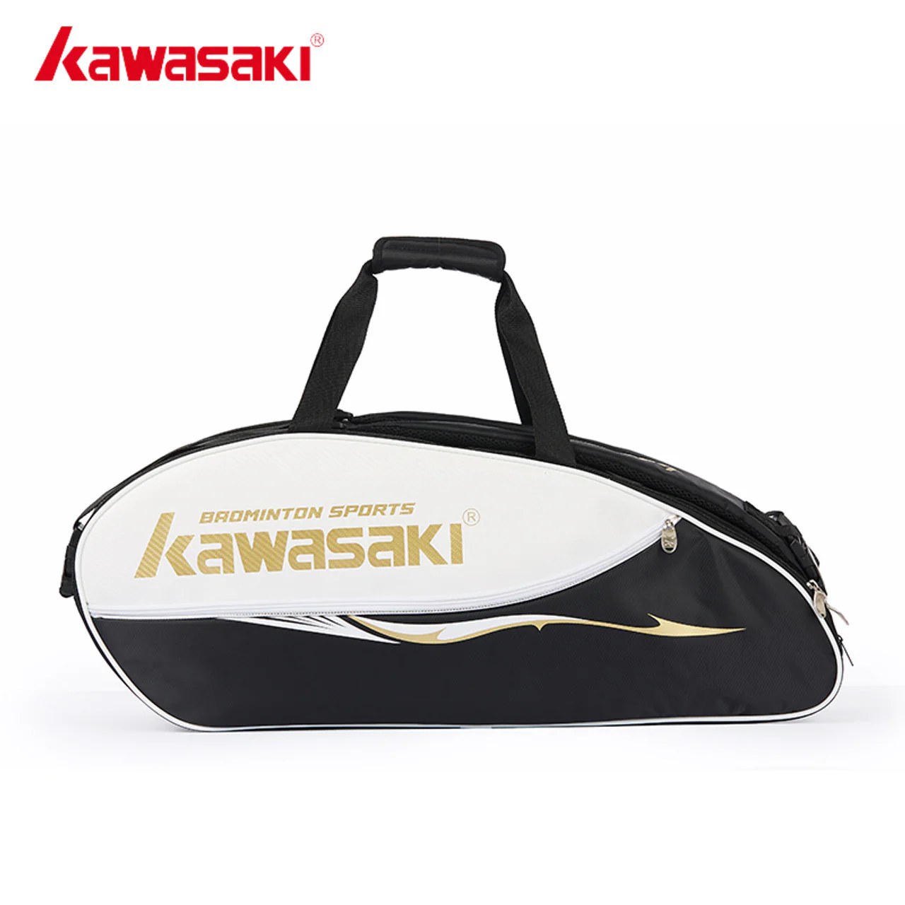 Kawasaki Badminton Bag (6 racquet) K1G00 - A8608 - 1 (Black/Gold) - Image 2