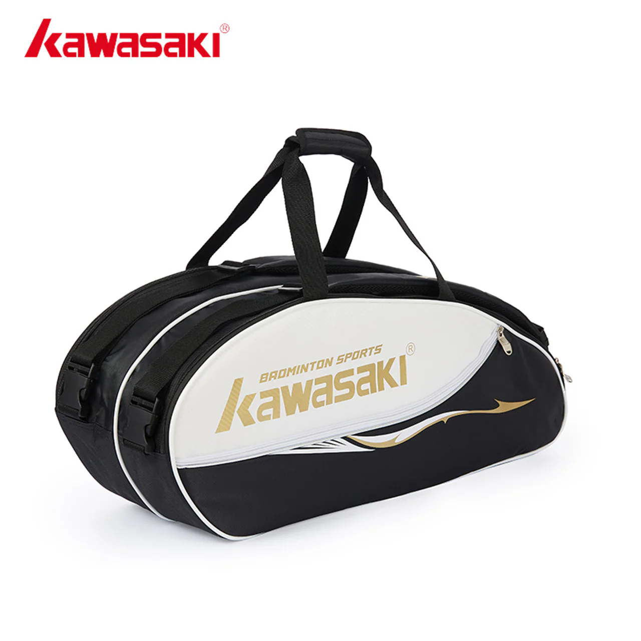Kawasaki Badminton Bag (6 racquet) K1G00 - A8608 - 1 (Black/Gold) - Image 6