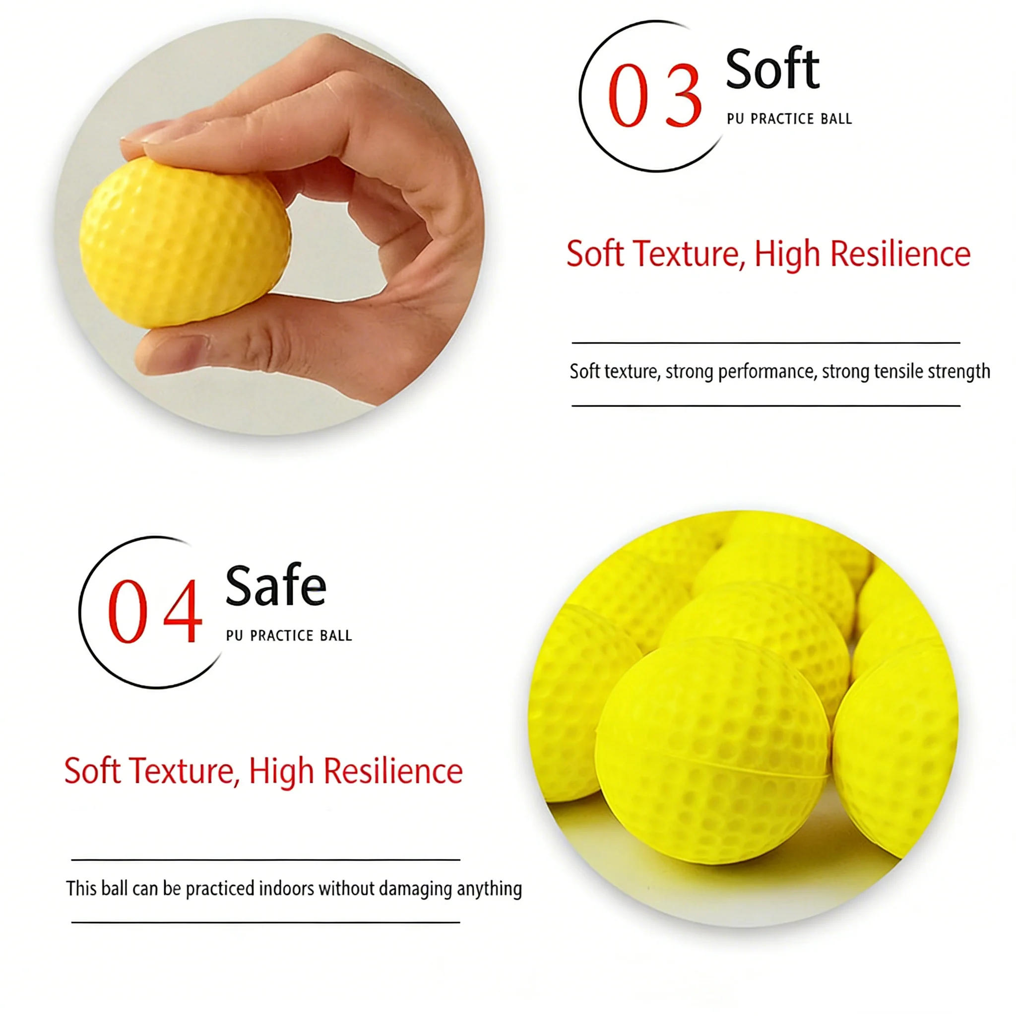 SPP Limited Flight Foam Golf Practice Balls 42mm - Realistic Feel Durable for Backyard Indoor Outdoor Practice - Image 4