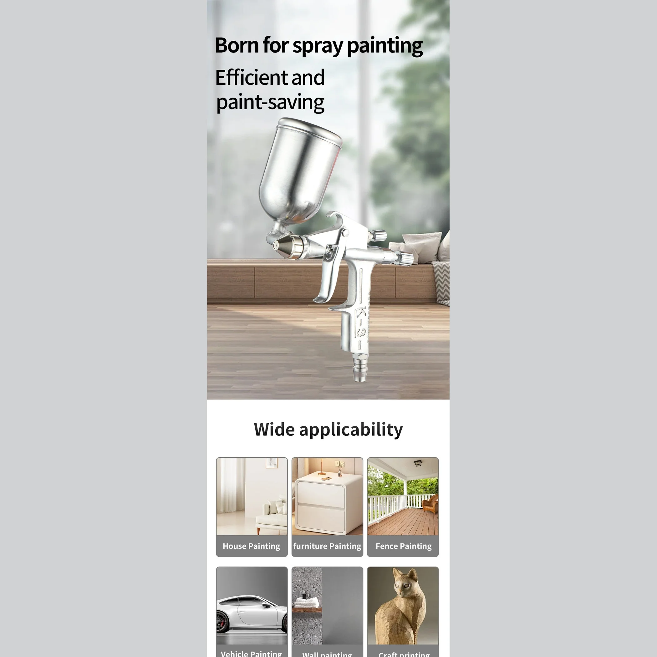 Mini Air Spray Gun – Aluminum, 0.5mm Nozzle, 125ml, Car Paint Repair, Model K3 - Image 11