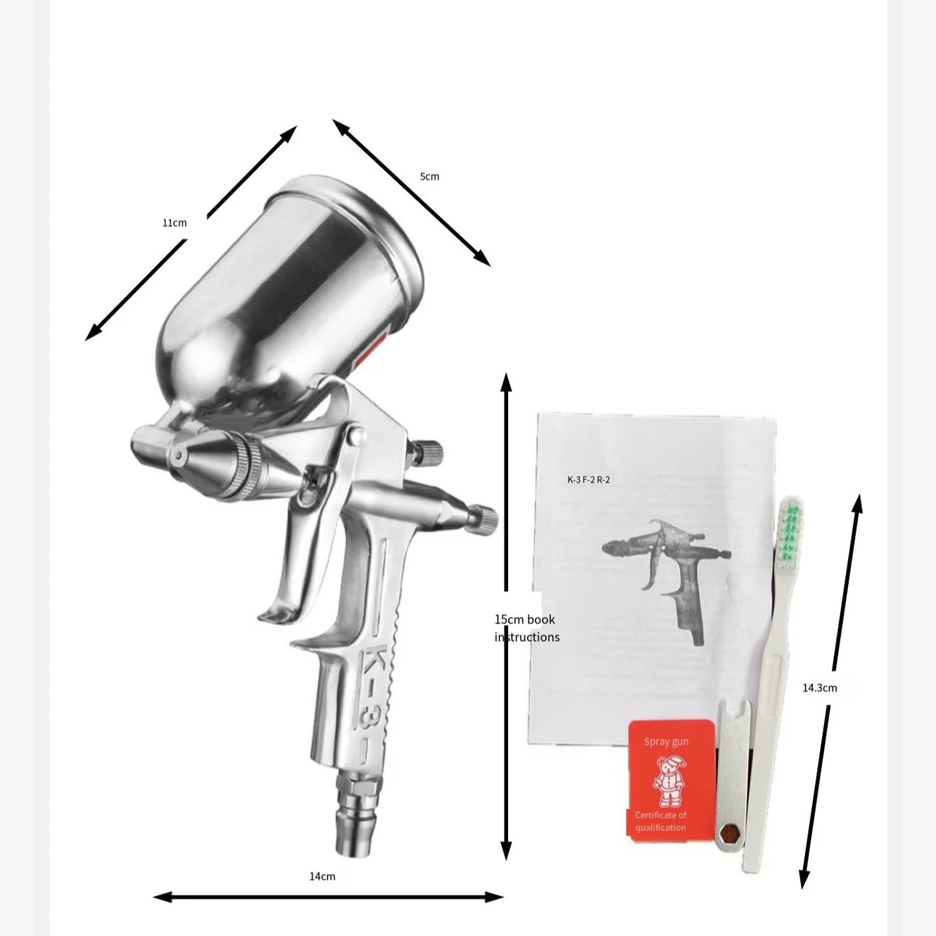 Mini Air Spray Gun – Aluminum, 0.5mm Nozzle, 125ml, Car Paint Repair, Model K3 - Image 3