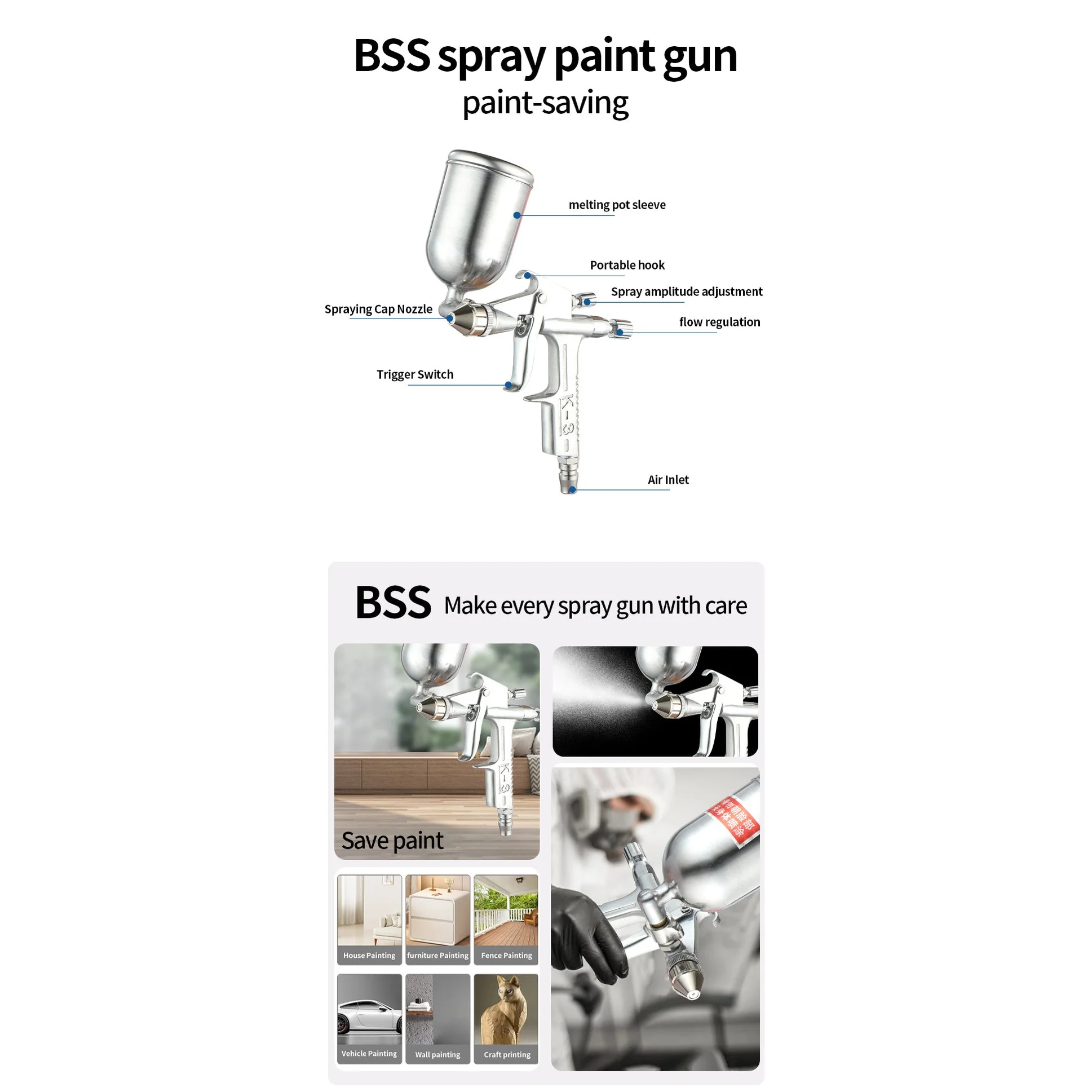 Mini Air Spray Gun – Aluminum, 0.5mm Nozzle, 125ml, Car Paint Repair, Model K3 - Image 9