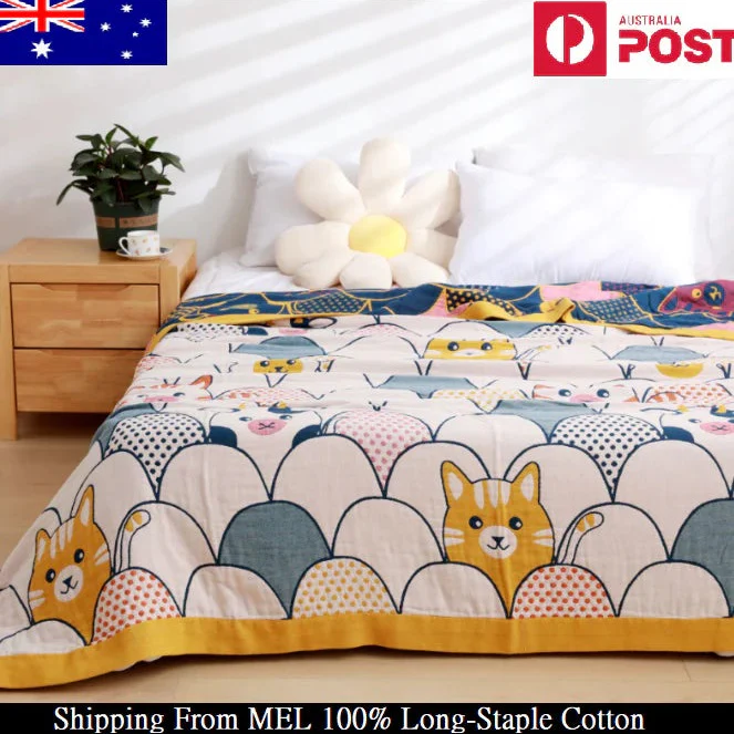 Cartoon Pure Cotton Gauze Quilt – 100% Cotton, Soft, Breathable, Sweat-Absorbing Nap Blanket - Image 3