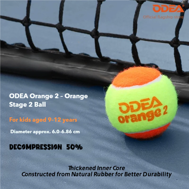 ODEA Stage 2 ORANGE 48 PCS Children Beginners Tennis Balls Low Compression Slower Speed - Image 2