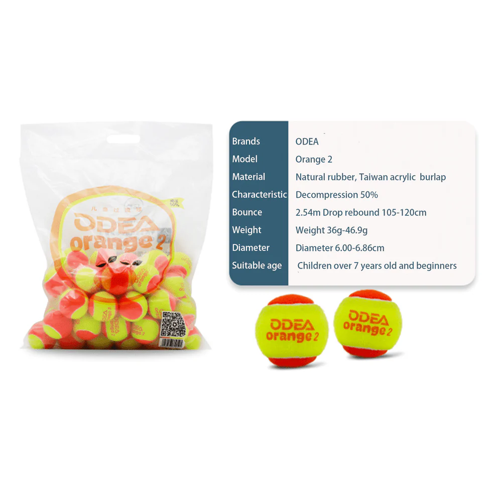 ODEA Stage 2 ORANGE 48 PCS Children Beginners Tennis Balls Low Compression Slower Speed - Image 3