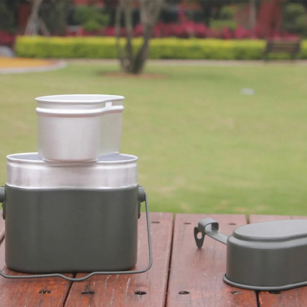 Outdoor Portable Cooking Camping Hiking Cookware Set Army Mess Kit Military Cook - Image 4