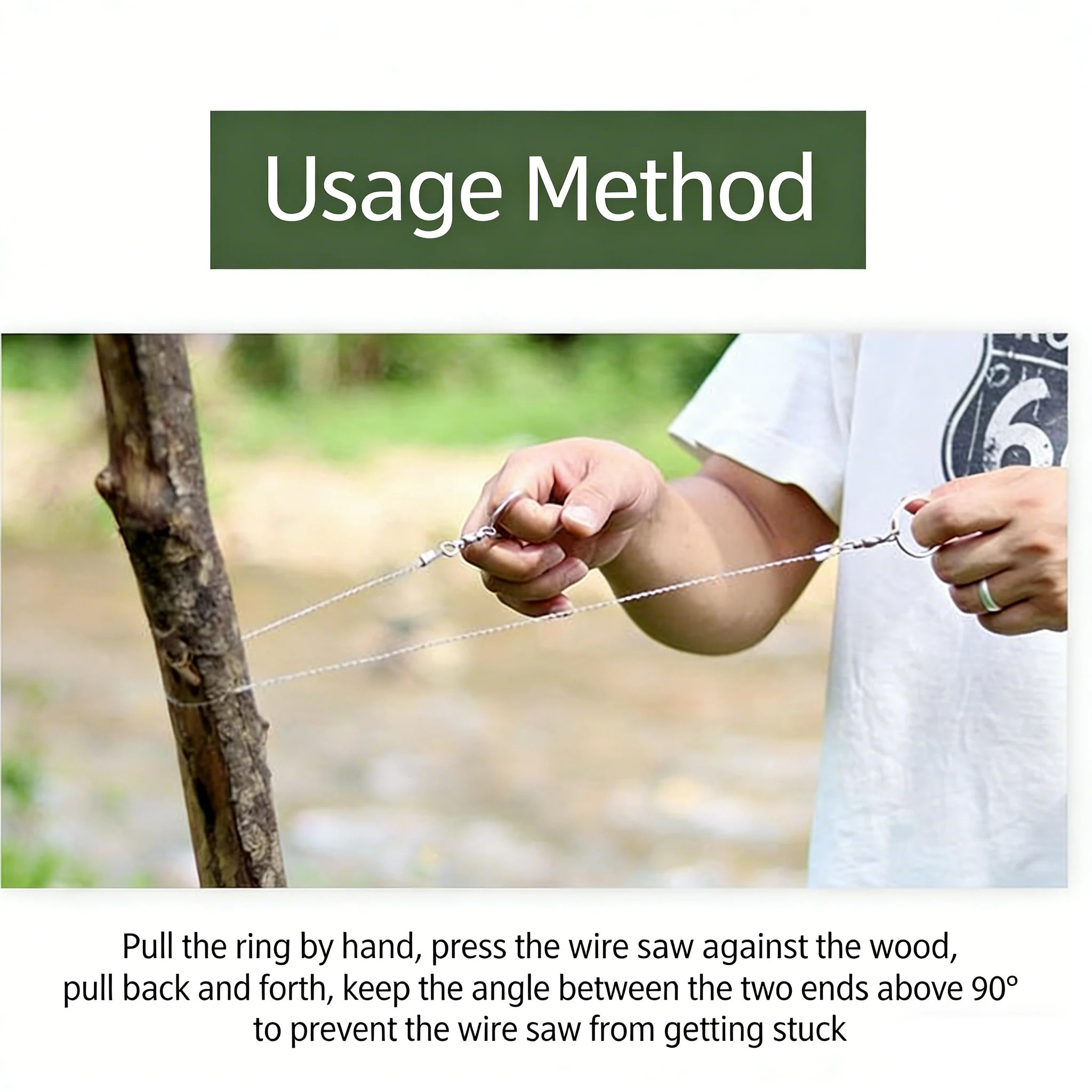 Portable Loop Survival Wire Saw - 4-Strand Steel Chain Saw for Outdoor Emergency (OPP Packaged) - Image 5