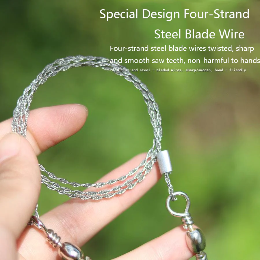 Portable Loop Survival Wire Saw - 4-Strand Steel Chain Saw for Outdoor Emergency (OPP Packaged) - Image 7
