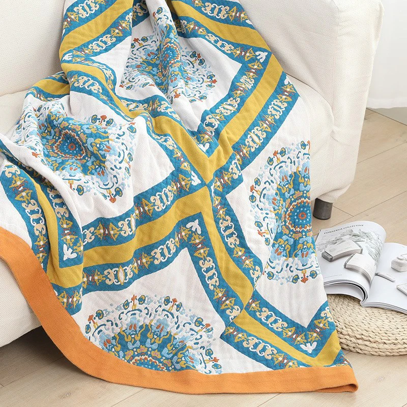 Pure Cotton Towel Quilt - All-Cotton Gauze Quilt, Nap Blanket, Sofa Blanket - Image 4
