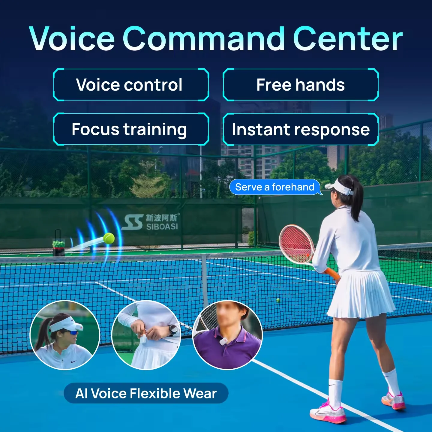 SIBOASI Portable Tennis Ball Machine Intelligent Voice Control with Remote Rubber Ball Thrower T7Pro - Image 3