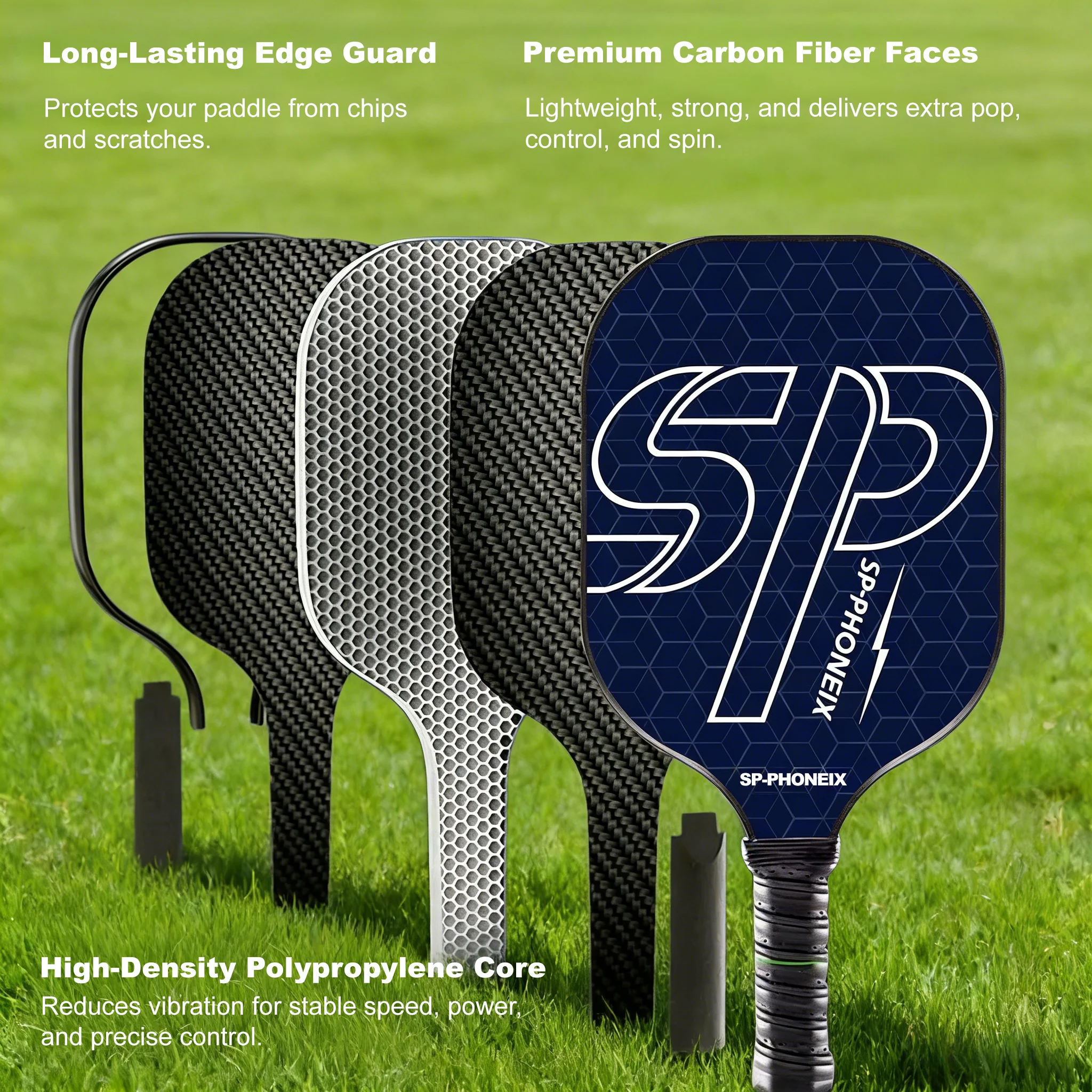 SPP Pickleball Paddles Set, 1 Paddle with 2 Pickle Balls, 1 Grip, Durable &amp; Lightweight Racket for Beginners - Image 2