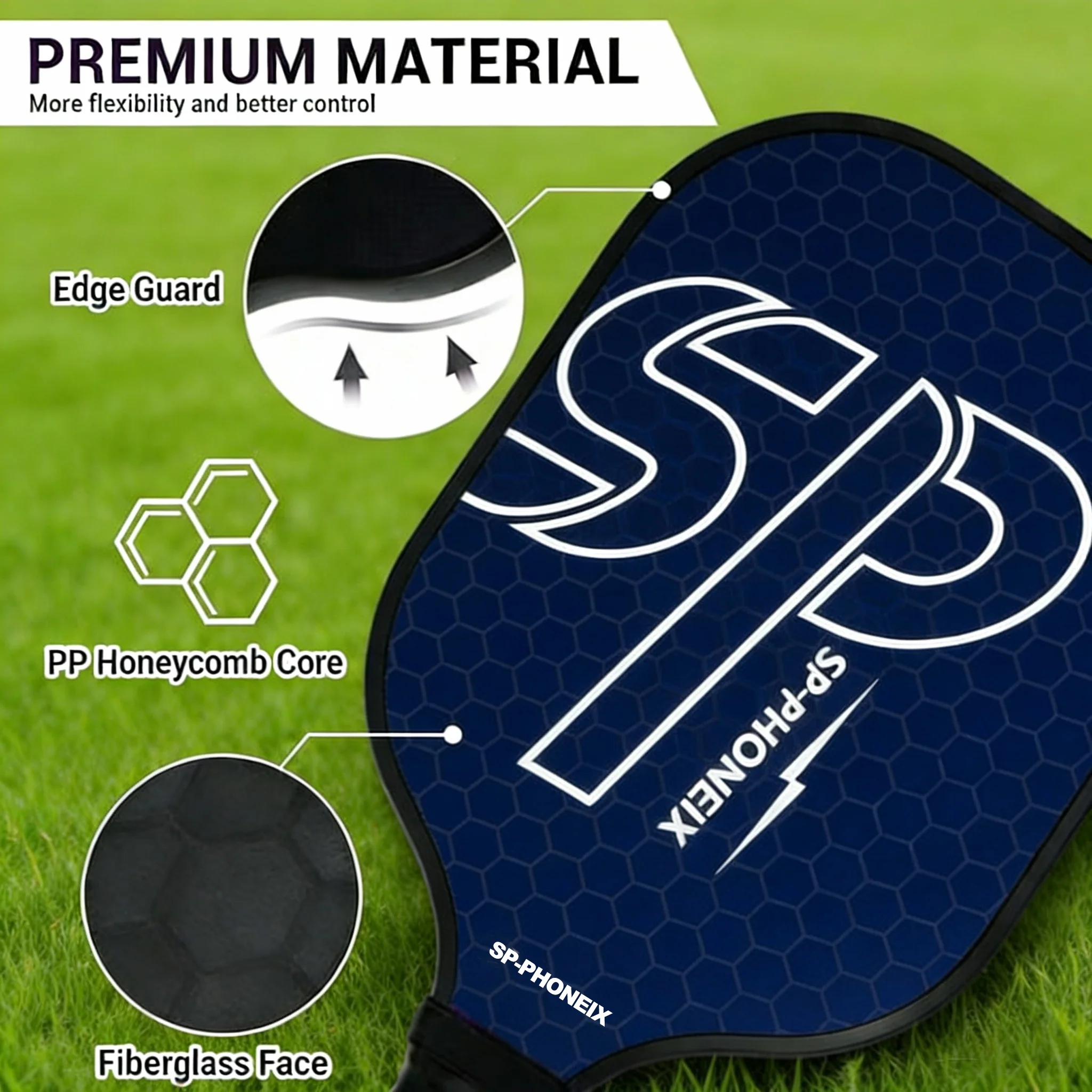 SPP Pickleball Paddles Set, 1 Paddle with 2 Pickle Balls, 1 Grip, Durable &amp; Lightweight Racket for Beginners - Image 3