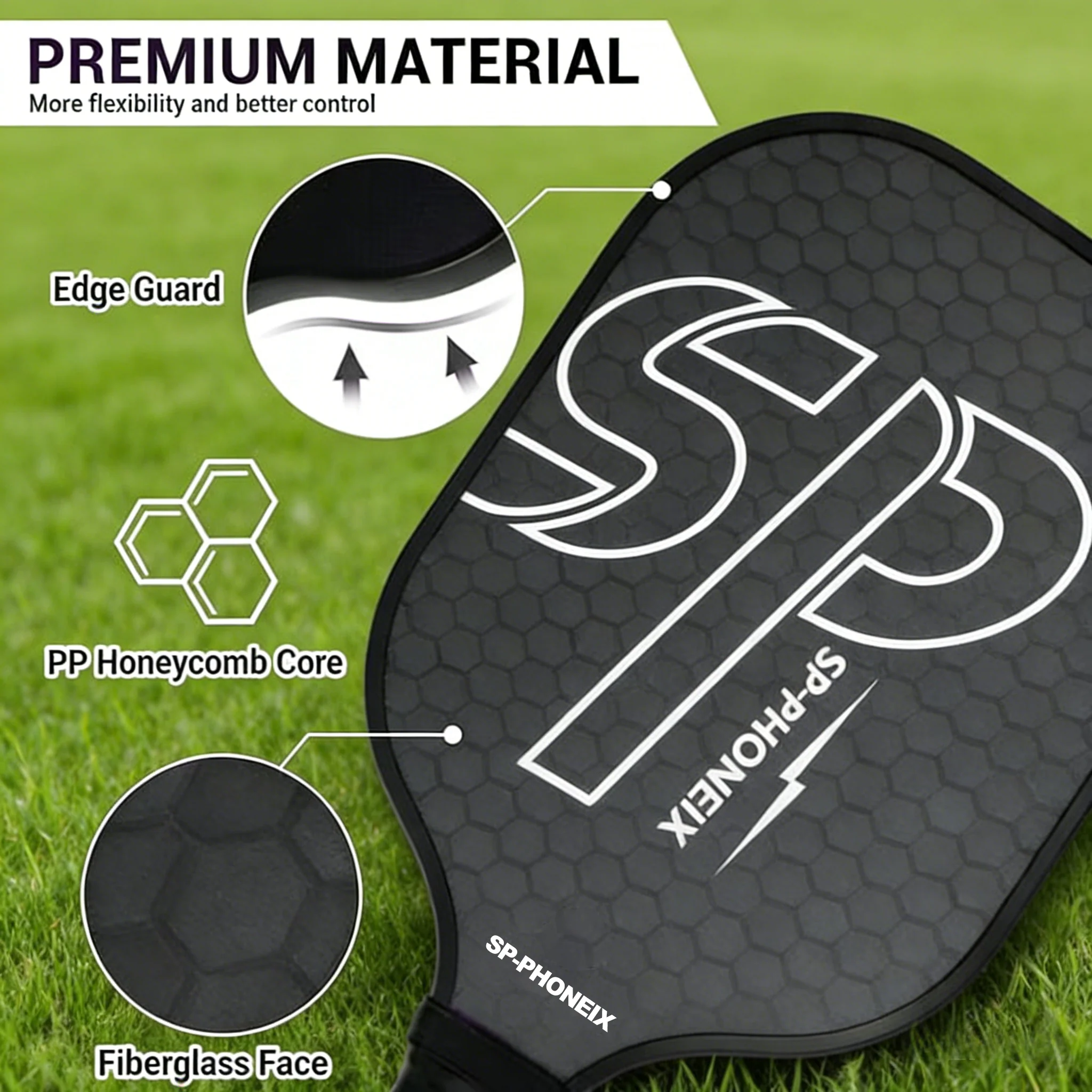 SPP Pickleball Paddles Set, 1 Paddle with 2 Pickle Balls, 1 Grip, Durable &amp; Lightweight Racket for Beginners - Image 4