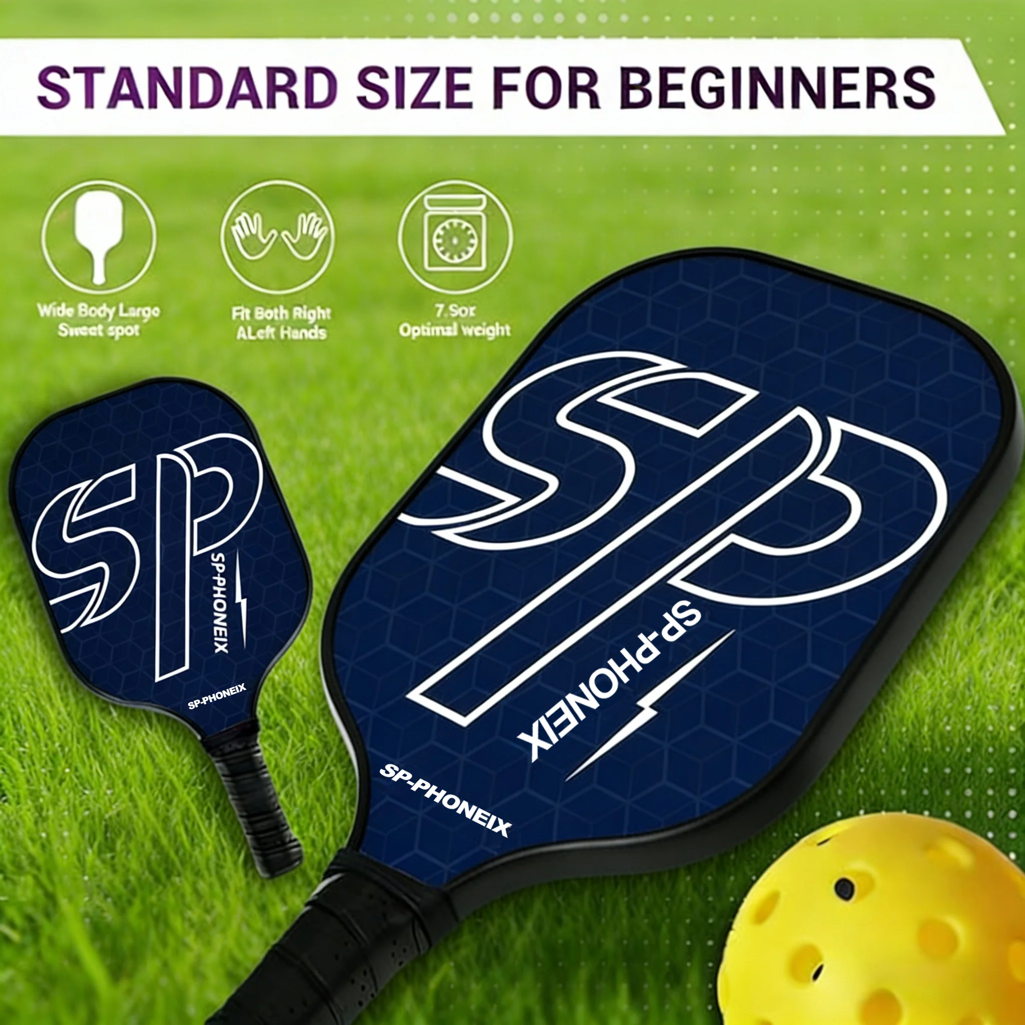 SPP Pickleball Paddles Set, 1 Paddle with 2 Pickle Balls, 1 Grip, Durable &amp; Lightweight Racket for Beginners - Image 7