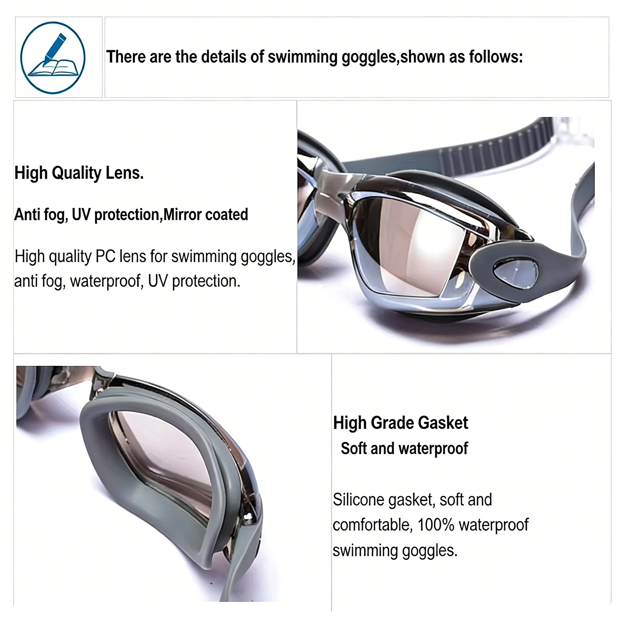 SPP Adult Swimming Goggles with Optical Lens for nearsightedness, HD Anti-Fog PC Lens Anti-UV Anti-Glare Waterproof Durable G3200P - Image 4