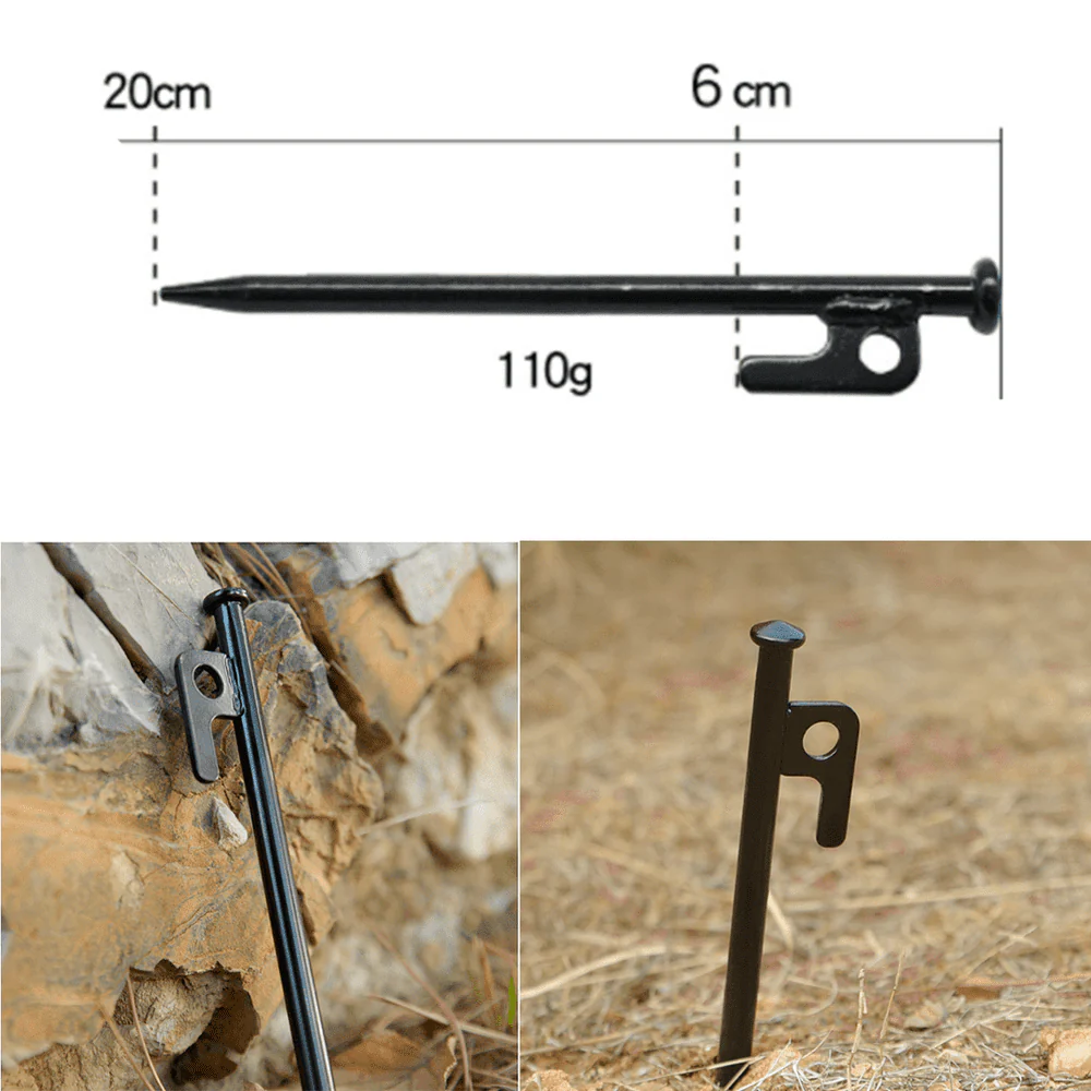SPPHONEIX Heavy Duty Steel Metal Tent Canopy Camping Stakes Peg Ground Nail 4WD 10Pcs 20Cm 30Cm - Image 3