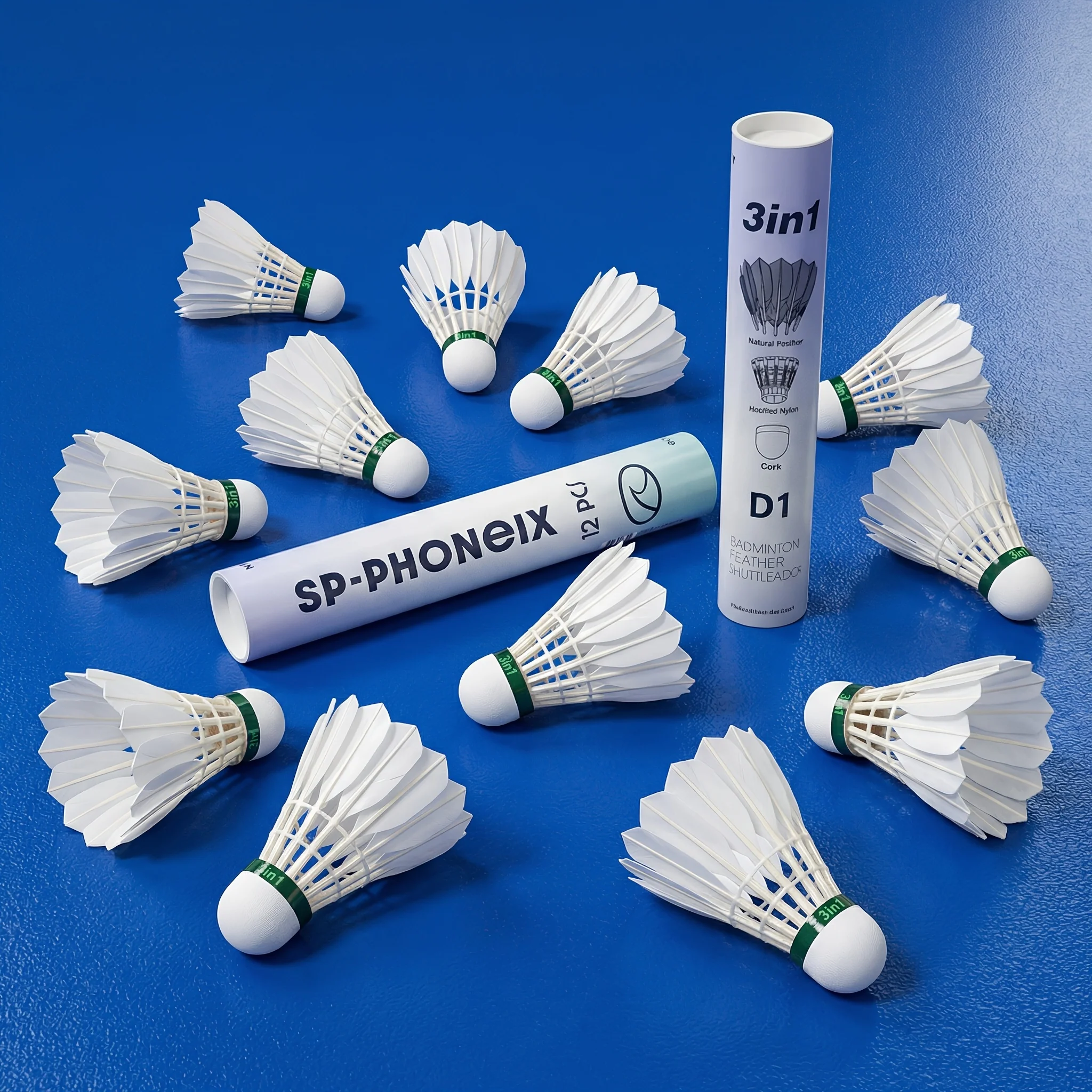 SPPHONEIX D1 Badminton Shuttlecocks Goose Feather 12 Pcs Professional 3 In 1 - Image 2