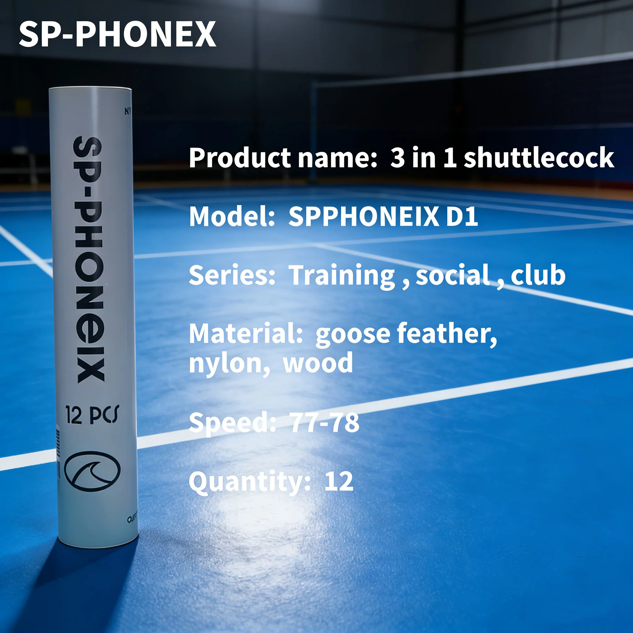 SPPHONEIX D1 Badminton Shuttlecocks Goose Feather 12 Pcs Professional 3 In 1 - Image 3