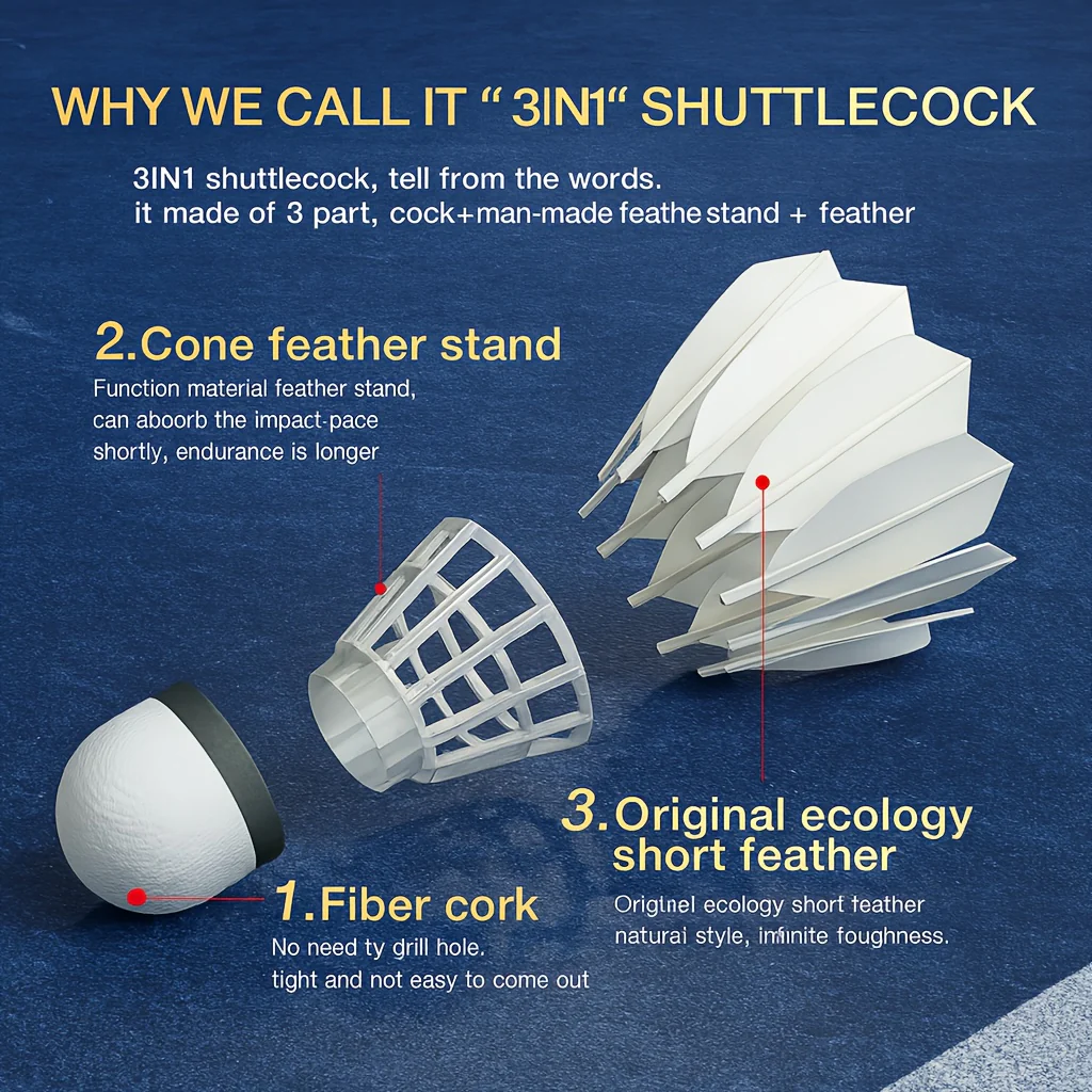 SPPHONEIX D1 Badminton Shuttlecocks Goose Feather 12 Pcs Professional 3 In 1 - Image 4