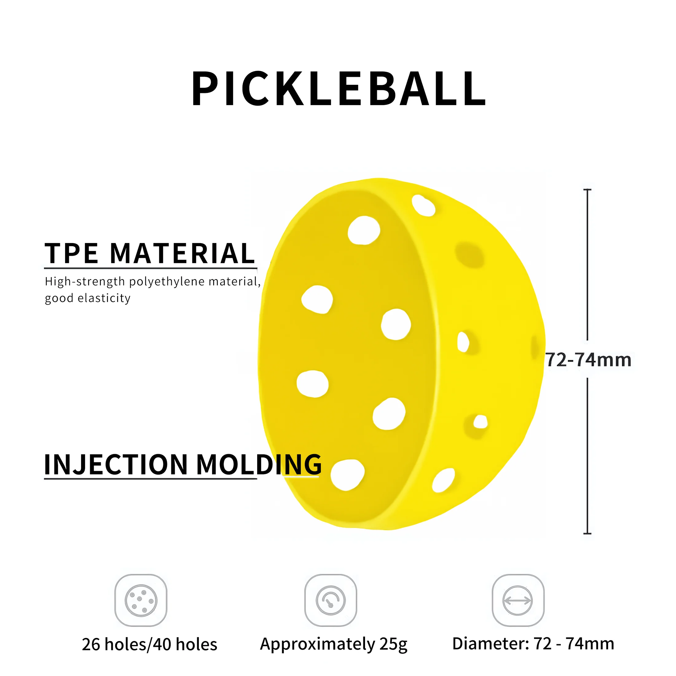 SPPHONEIX Pickleball Balls 26/40-hole Indoor or outdoor Balls(1 pcs) - Image 2