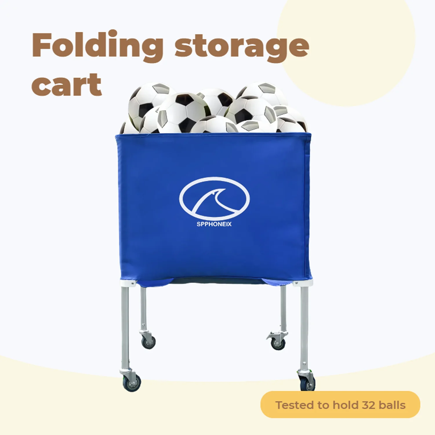 SPPHONEIX Portable Cart with Wheels Volleyball basketball football Ball Storage Indoor Outdoor - Image 3