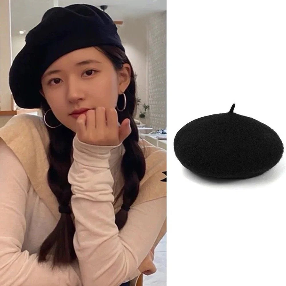 Wool French Beret Newsboy Hat Cap Winter Warm - Image 3