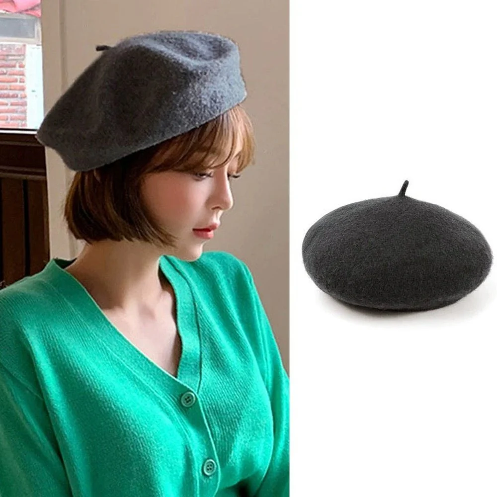 Wool French Beret Newsboy Hat Cap Winter Warm - Image 4