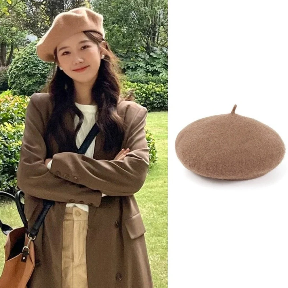 Wool French Beret Newsboy Hat Cap Winter Warm - Image 5