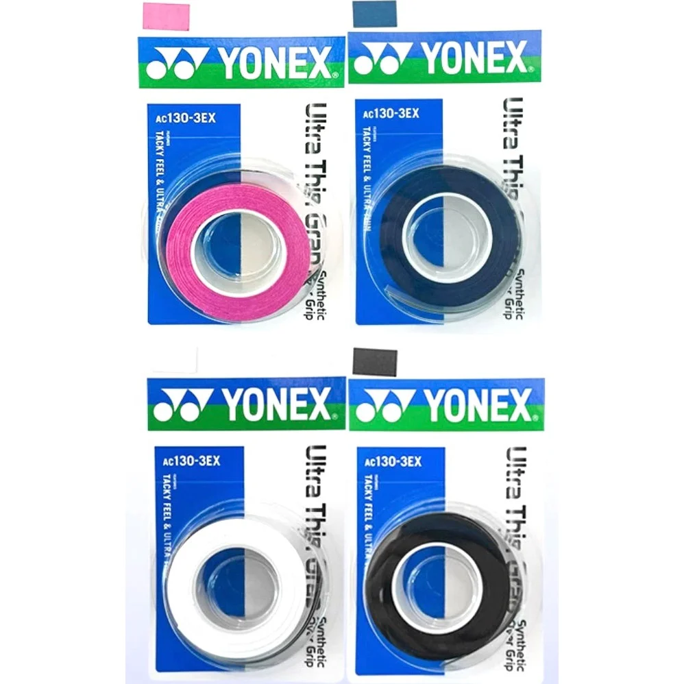 YONEX AC130-3EX Ultra Thin Grap (3 wraps) synthetic Over Grip - BLACK