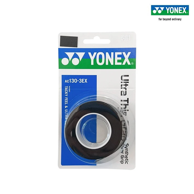 YONEX AC130-3EX Ultra Thin Grap (3 wraps) synthetic Over Grip - BLACK - Image 9