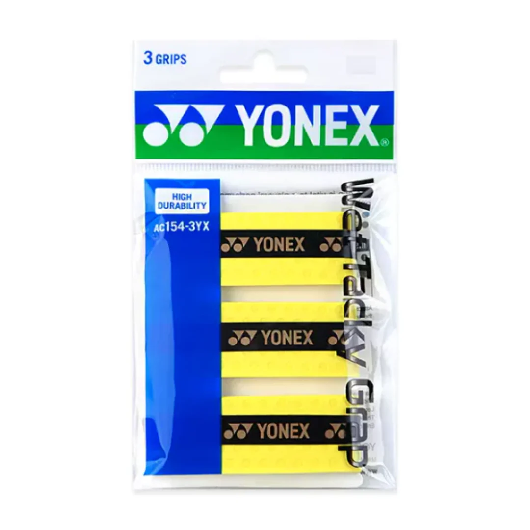 YONEX AC154-3YX Wet Tacky Grap 3pcs High Durability Racket Grip - BLACK