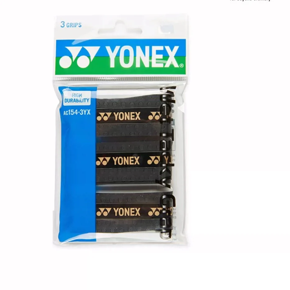 YONEX AC154-3YX Wet Tacky Grap 3pcs High Durability Racket Grip - BLACK - Image 2