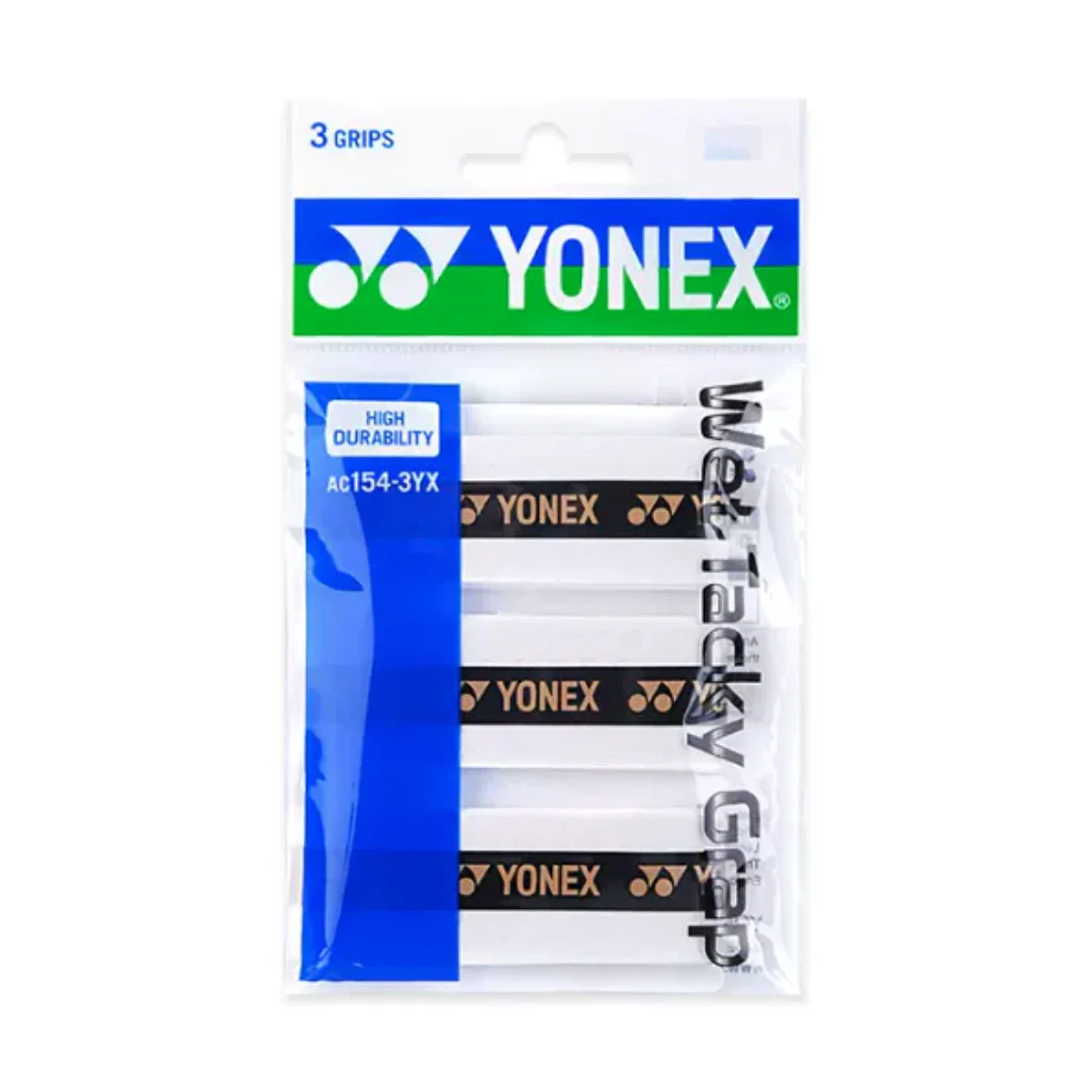 YONEX AC154-3YX Wet Tacky Grap 3pcs High Durability Racket Grip - BLACK - Image 3