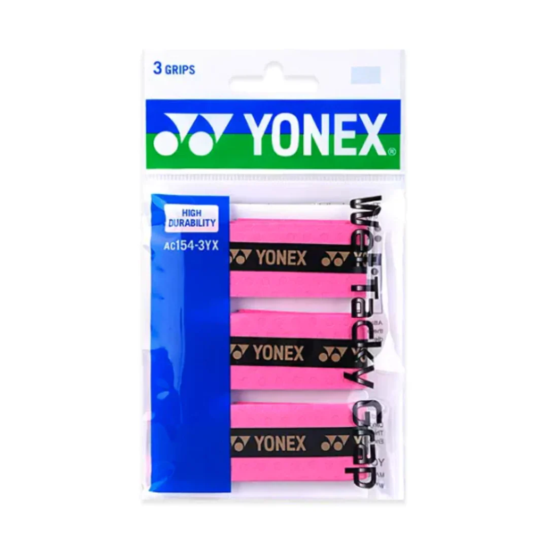 YONEX AC154-3YX Wet Tacky Grap 3pcs High Durability Racket Grip - BLACK - Image 4